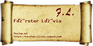 Fürster Lívia névjegykártya